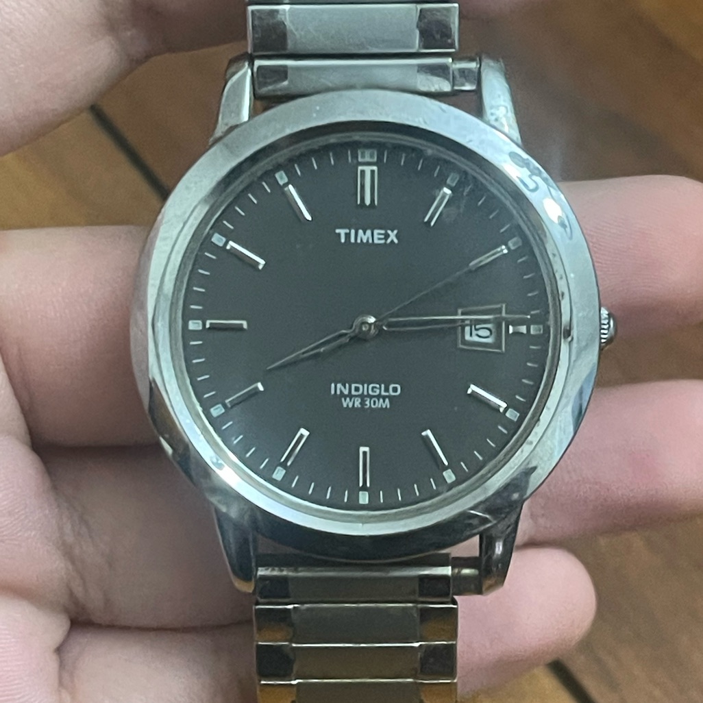 Timex Indiglo 39mm Mens Date Black Stainless Steel Wristwatch Timex Indiglo 39mm Mens Date Black Stainless Steel Wristwatch
